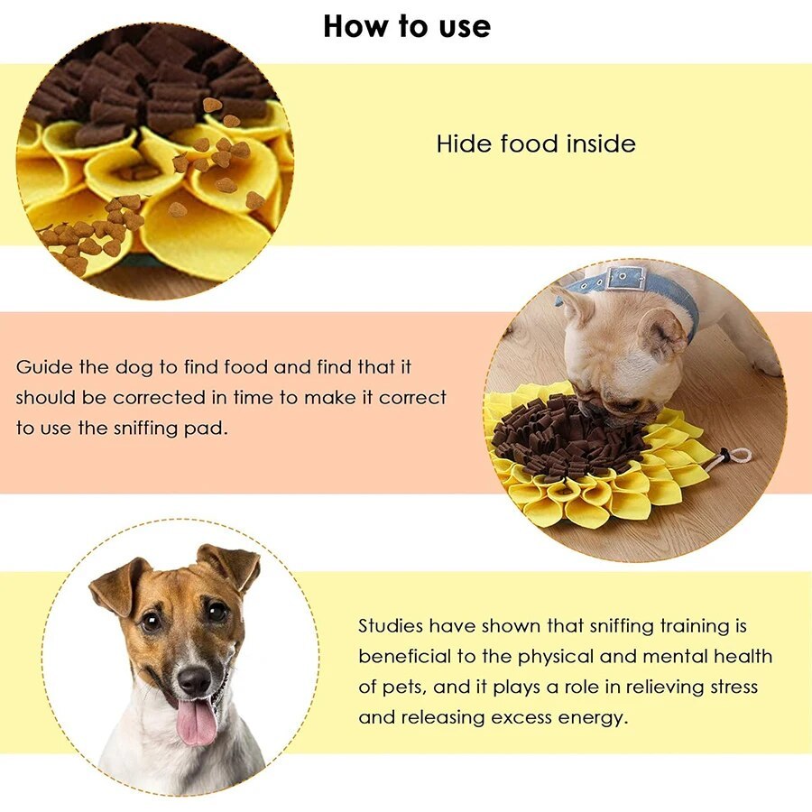 Snuffle Mat Washable Sunflower Slow Feeding Food Pet Nosework Training Treat