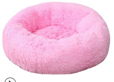 Plush Round Pet Bed For Cats And Dogs