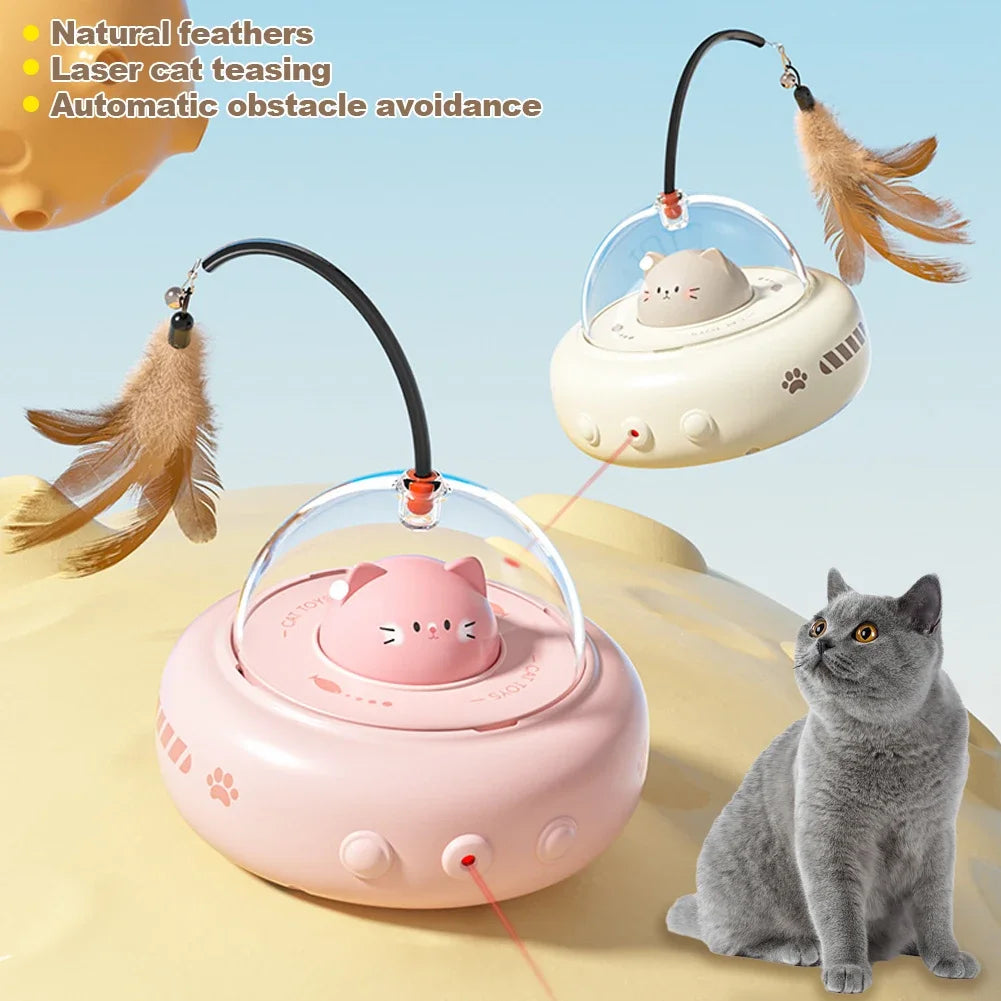 Viral Smart Teaser Cat Toy Electric UFO Cat Teaser Stick With Bell Training Pet Toys Replaceable Feather Interactive Cat Supplies Pet Supplies Pets Products