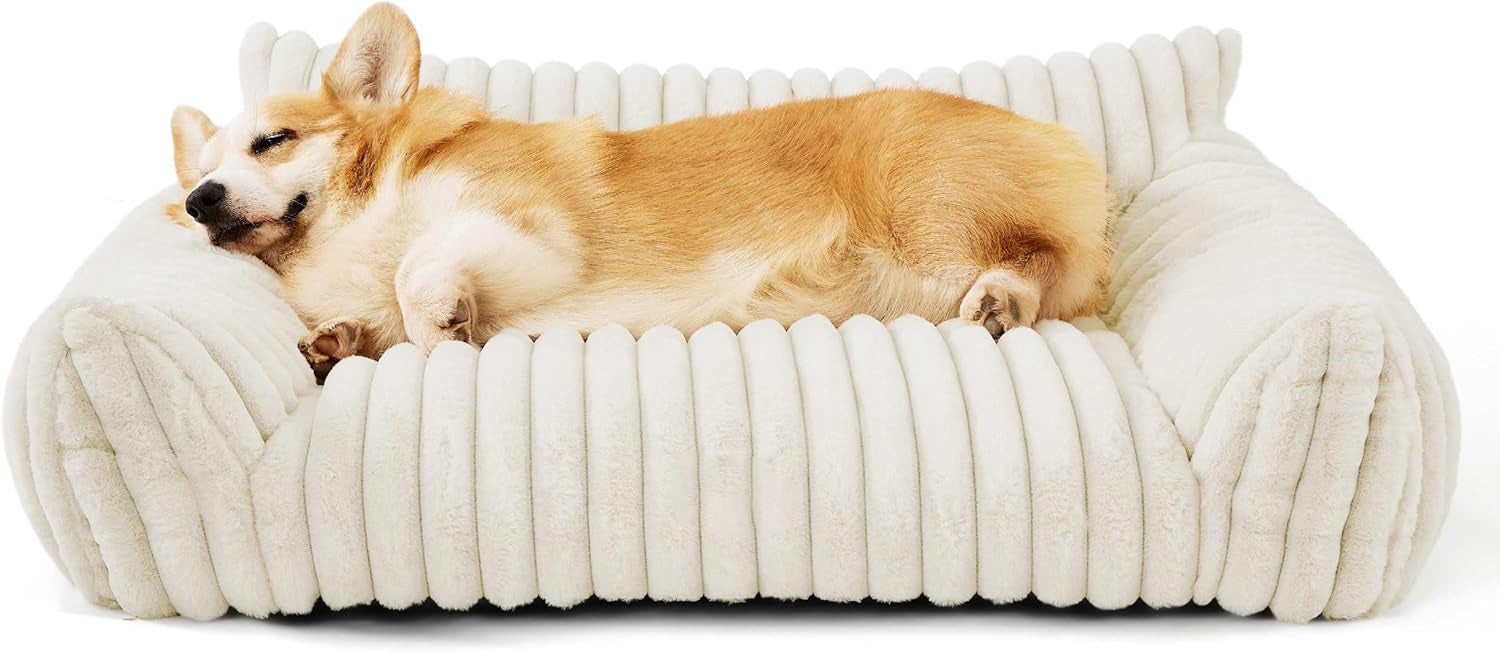 Bedsure Cute Couch For Pets - Fluffy Sofa With Premium Soft Corduroy Fleece Fuzzy Couch Bed With Cover Supportive Chair