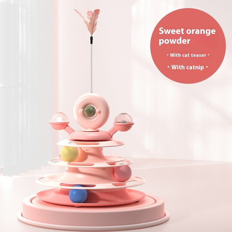 Viral 4 Levels Cat Toy Tower Turntable Roller Balls Toys Interactive Intelligence Pets Toys Training Track Puzzle Funny Games Accessories Pet Products