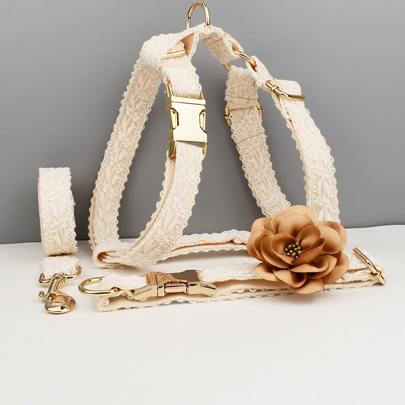 Leaves Lace Pet Vest Collar and Harness set