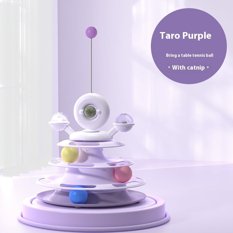 Viral 4 Levels Cat Toy Tower Turntable Roller Balls Toys Interactive Intelligence Pets Toys Training Track Puzzle Funny Games Accessories Pet Products