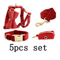 Red velvet Collar and Harness set