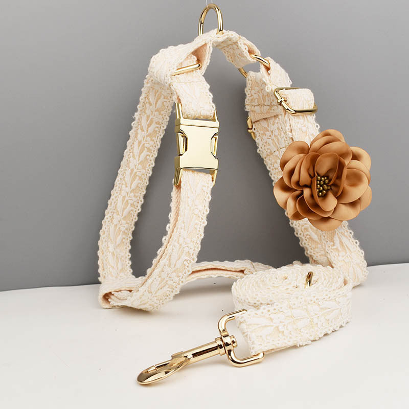 Leaves Lace Pet Vest Collar and Harness set