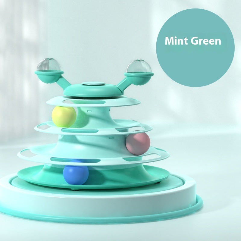 Viral 4 Levels Cat Toy Tower Turntable Roller Balls Toys Interactive Intelligence Pets Toys Training Track Puzzle Funny Games Accessories Pet Products
