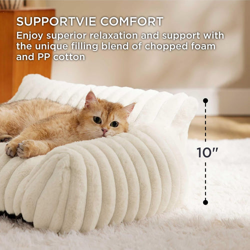 Bedsure Cute Couch For Pets - Fluffy Sofa With Premium Soft Corduroy Fleece Fuzzy Couch Bed With Cover Supportive Chair