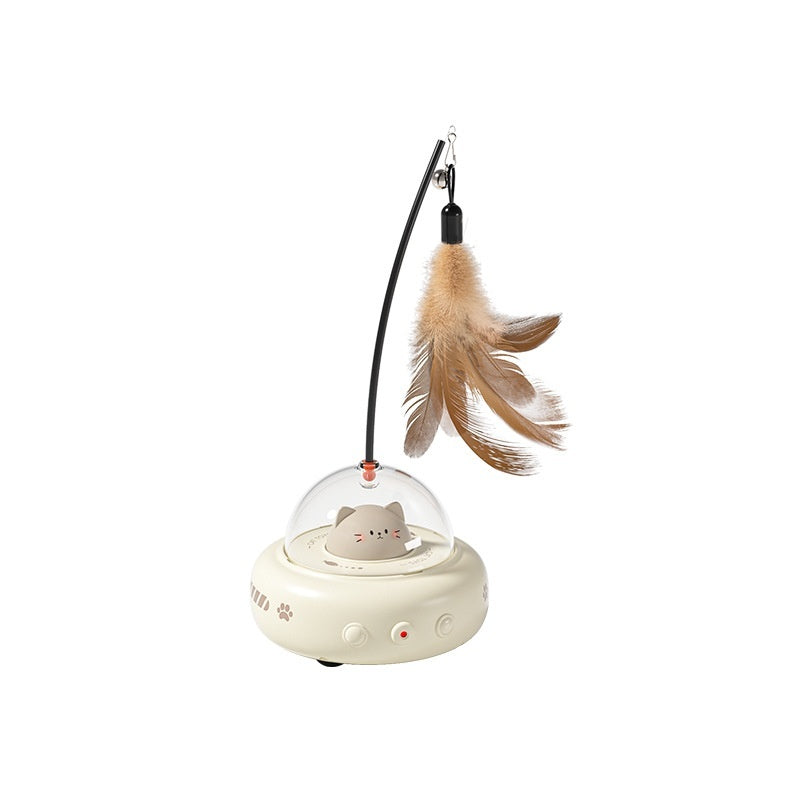 Viral Smart Teaser Cat Toy Electric UFO Cat Teaser Stick With Bell Training Pet Toys Replaceable Feather Interactive Cat Supplies Pet Supplies Pets Products
