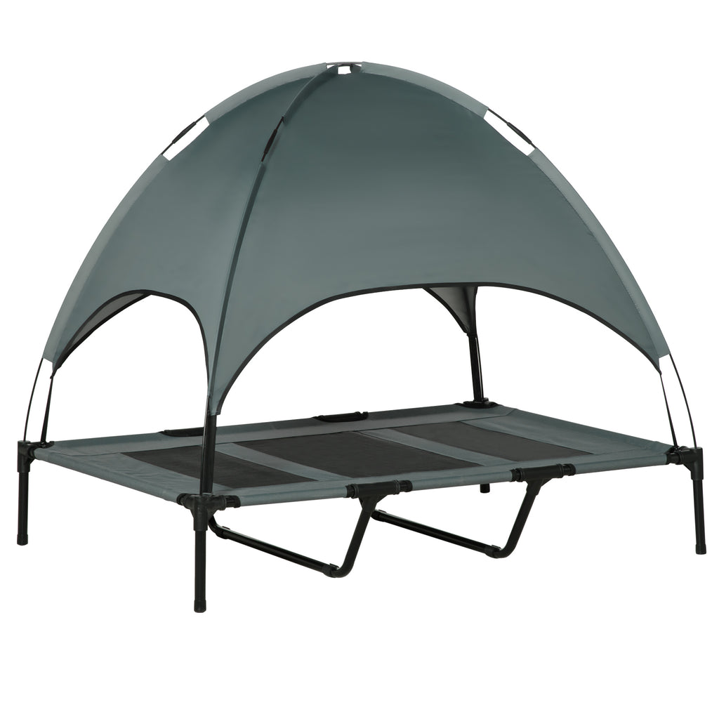 48" x 36" Elevated Portable Dog Cot Cooling Pet Bed with UV Protection Canopy Shade
