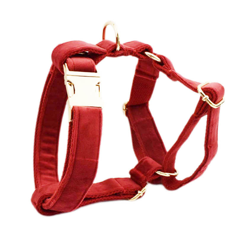 Red velvet Collar and Harness set