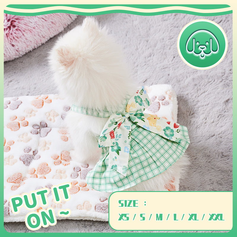 viral summer Small Dog Clothes Pet Harness With Leash Puppy Dresses Cute Outdoor Clothing Pet Dress Puppy