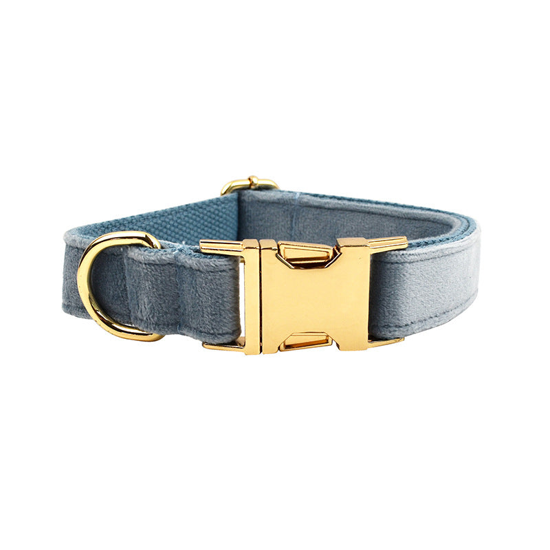 Velvet dog collar and harness set