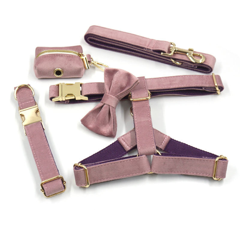 Green Velvet Dog Collar and Harness set