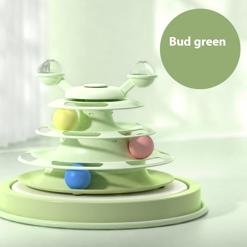 Viral 4 Levels Cat Toy Tower Turntable Roller Balls Toys Interactive Intelligence Pets Toys Training Track Puzzle Funny Games Accessories Pet Products