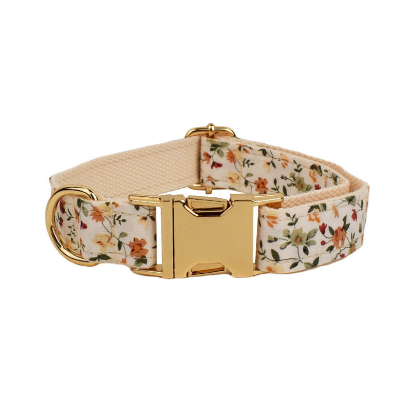Velvet flower dog collar and harness set