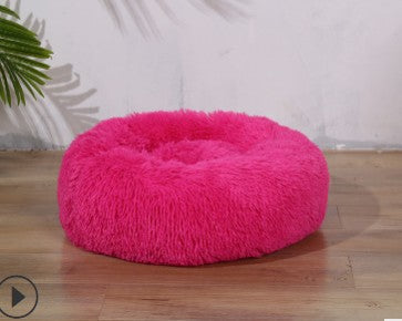Plush Round Pet Bed For Cats And Dogs
