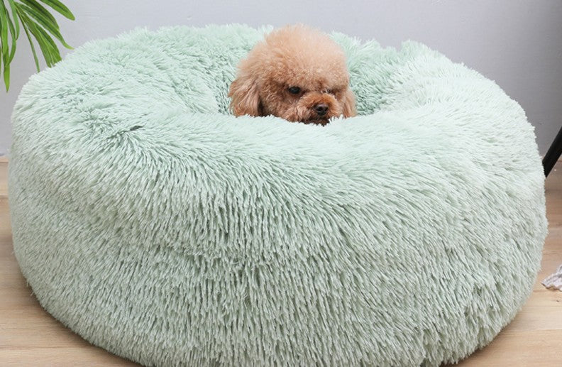 Plush Round Pet Bed For Cats And Dogs
