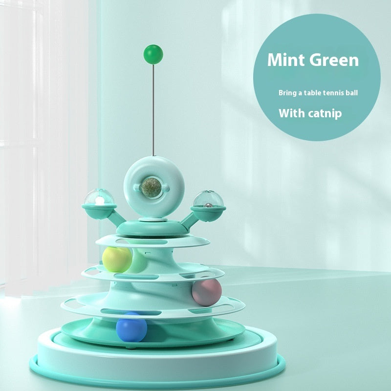 Viral 4 Levels Cat Toy Tower Turntable Roller Balls Toys Interactive Intelligence Pets Toys Training Track Puzzle Funny Games Accessories Pet Products