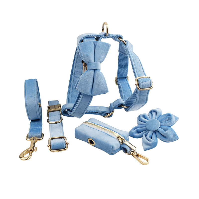 Velvet Dog Collar and Harness set