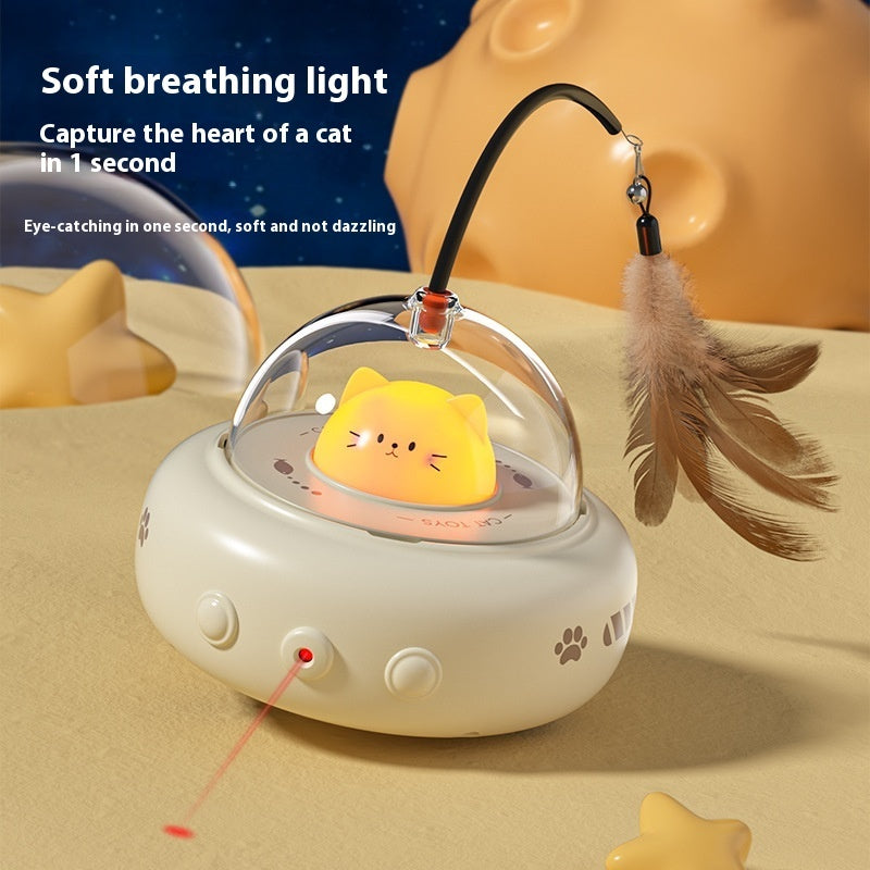 Viral Smart Teaser Cat Toy Electric UFO Cat Teaser Stick With Bell Training Pet Toys Replaceable Feather Interactive Cat Supplies Pet Supplies Pets Products
