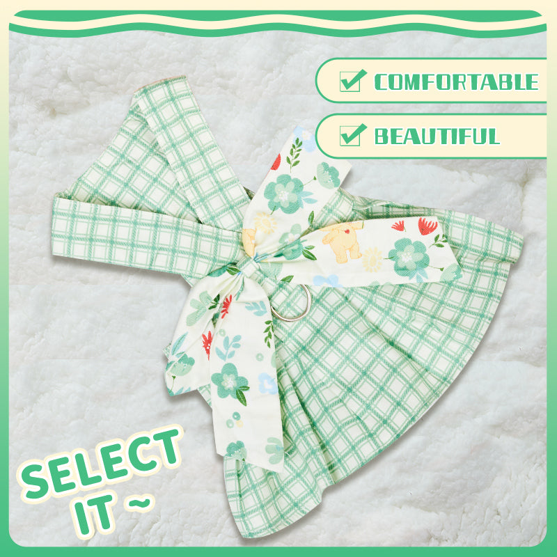 viral summer Small Dog Clothes Pet Harness With Leash Puppy Dresses Cute Outdoor Clothing Pet Dress Puppy