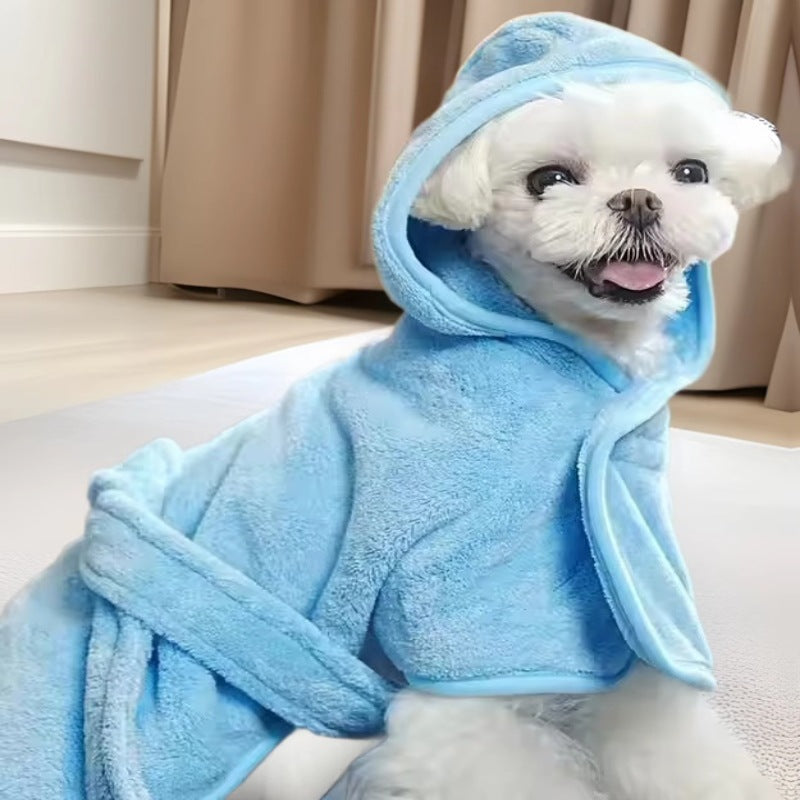 Pet Bath Towel Dog Wearable Bathrobe Soft And Thickened Coral Fleece