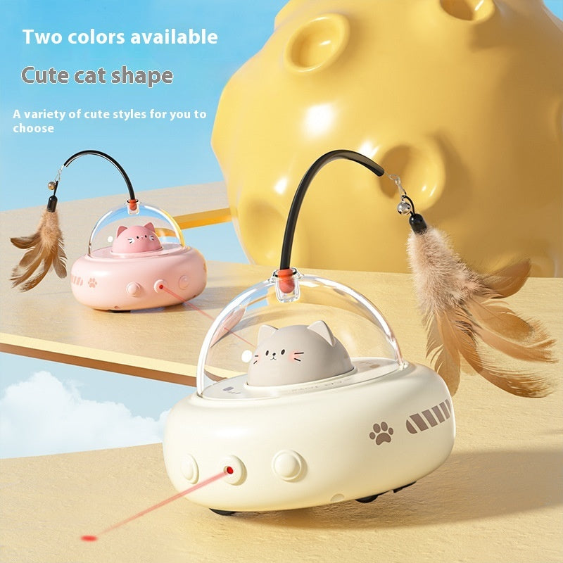 Viral Smart Teaser Cat Toy Electric UFO Cat Teaser Stick With Bell Training Pet Toys Replaceable Feather Interactive Cat Supplies Pet Supplies Pets Products