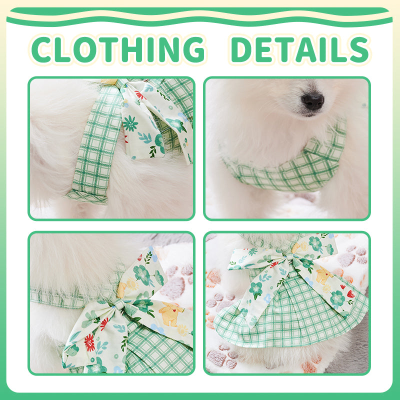 viral summer Small Dog Clothes Pet Harness With Leash Puppy Dresses Cute Outdoor Clothing Pet Dress Puppy