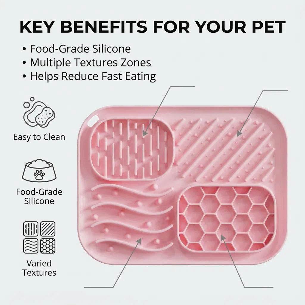 Dog Slow Feeder Bowl With Suction Cup To Prevent Choking And Encourage Slow Eating Mat
