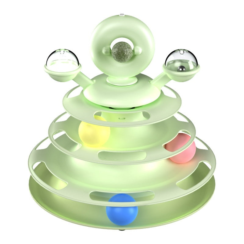 Viral 4 Levels Cat Toy Tower Turntable Roller Balls Toys Interactive Intelligence Pets Toys Training Track Puzzle Funny Games Accessories Pet Products
