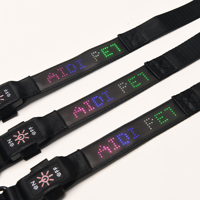viral Pet Supplies Smart Tracking Device Mobile Phone APP Control DIY Edit Anti-lost LED Luminous Dog Harness