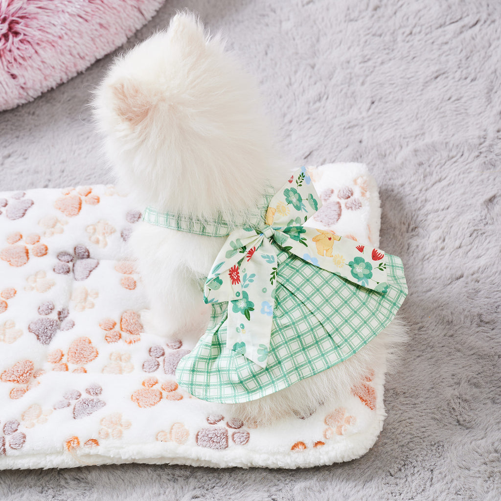 viral summer Small Dog Clothes Pet Harness With Leash Puppy Dresses Cute Outdoor Clothing Pet Dress Puppy