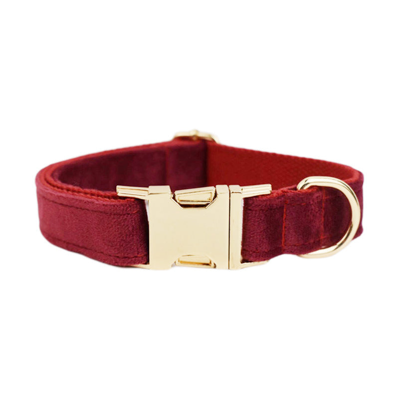 Velvet dog collar and harness set