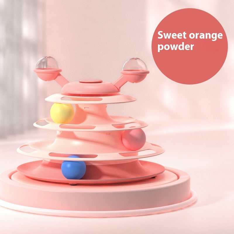 Viral 4 Levels Cat Toy Tower Turntable Roller Balls Toys Interactive Intelligence Pets Toys Training Track Puzzle Funny Games Accessories Pet Products