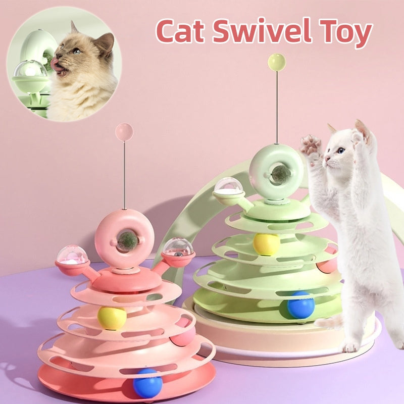 Viral 4 Levels Cat Toy Tower Turntable Roller Balls Toys Interactive Intelligence Pets Toys Training Track Puzzle Funny Games Accessories Pet Products