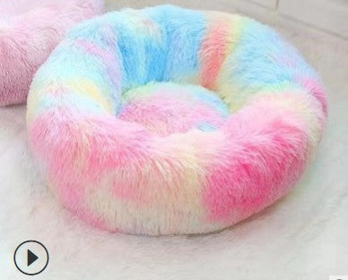 Plush Round Pet Bed For Cats And Dogs