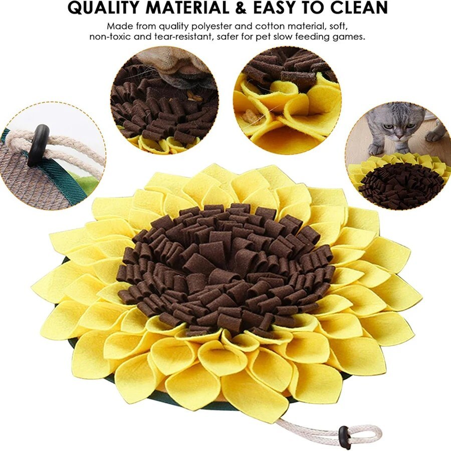 Snuffle Mat Washable Sunflower Slow Feeding Food Pet Nosework Training Treat