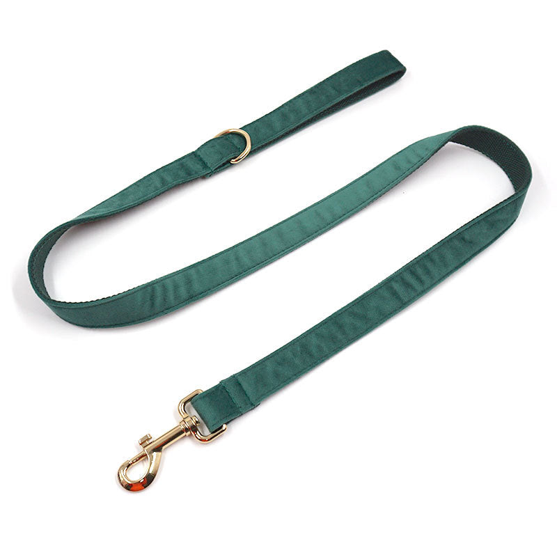 Green Velvet Dog Collar and Harness set