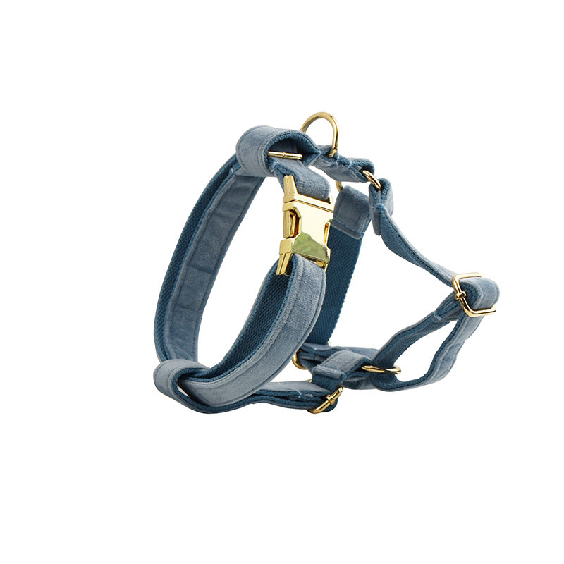 Velvet dog collar and harness set
