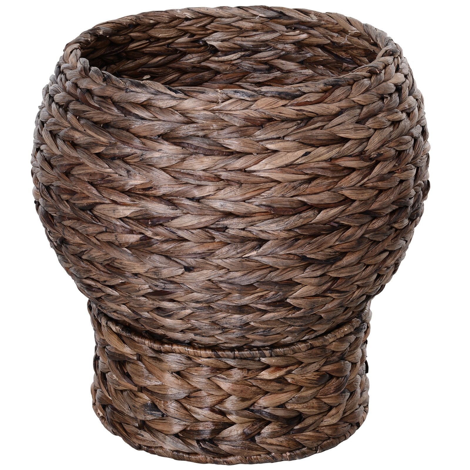 Handwoven Elevated Bed with Rotating Basket and Soft Cushion, Wicker  Egg Chair with Stand, Brown