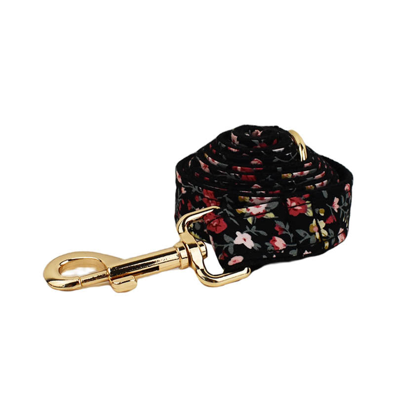 Velvet floral dog collar and harness