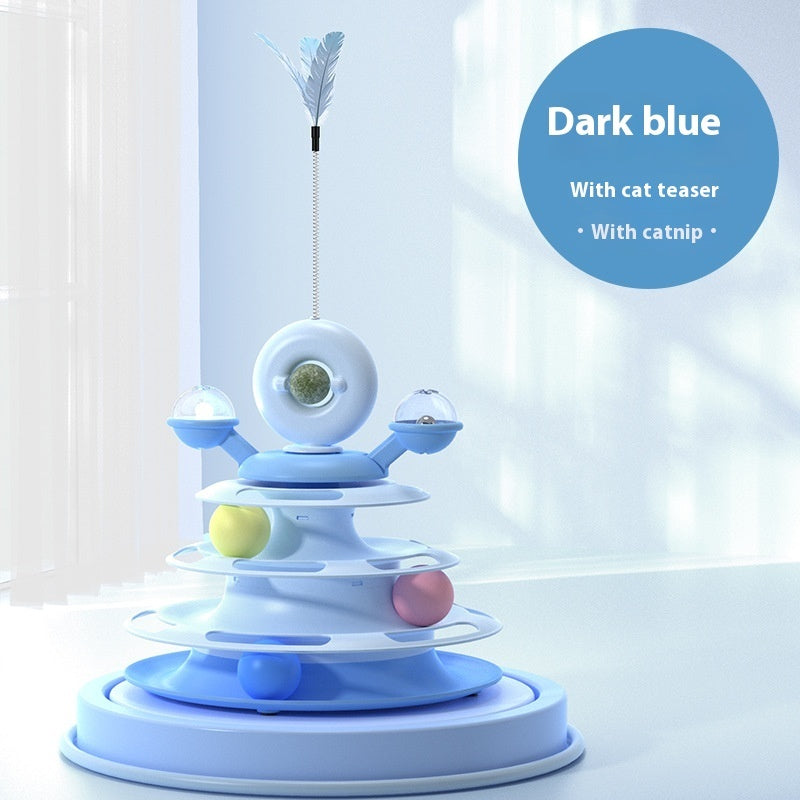 Viral 4 Levels Cat Toy Tower Turntable Roller Balls Toys Interactive Intelligence Pets Toys Training Track Puzzle Funny Games Accessories Pet Products