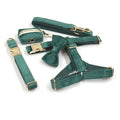 Green Velvet Dog Collar and Harness set