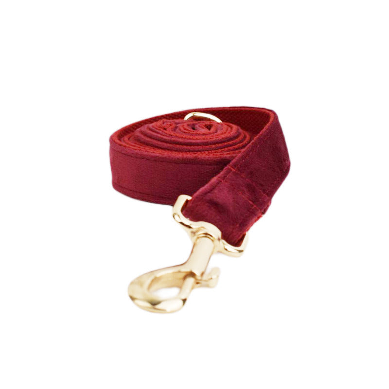 Velvet dog collar and harness set