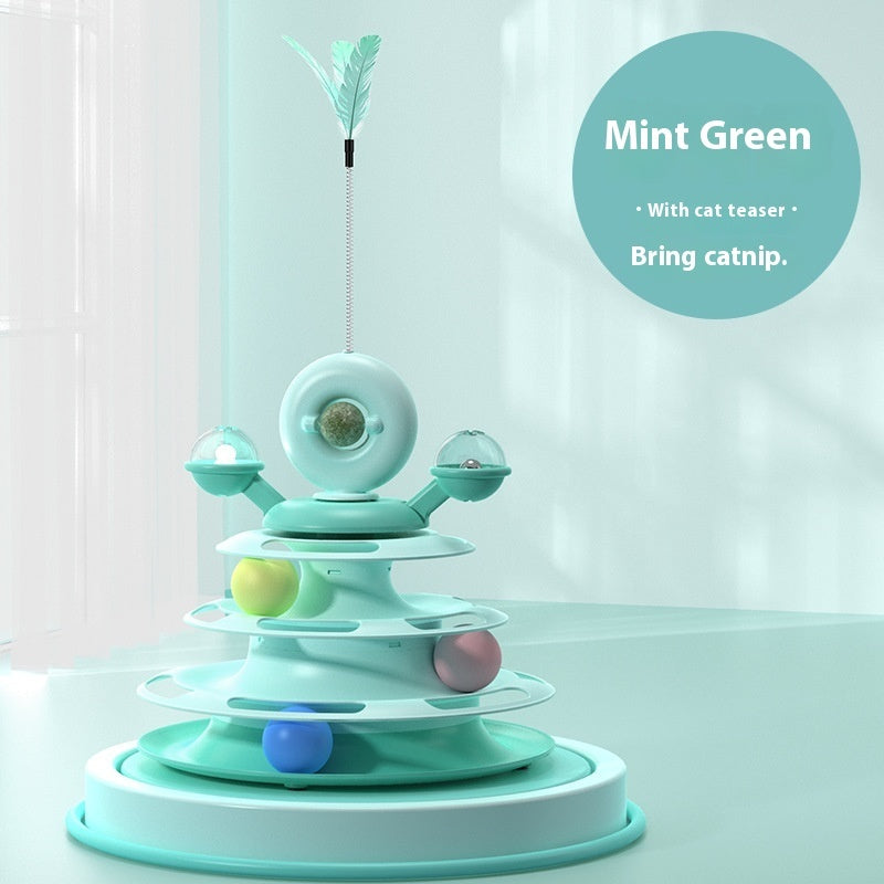 Viral 4 Levels Cat Toy Tower Turntable Roller Balls Toys Interactive Intelligence Pets Toys Training Track Puzzle Funny Games Accessories Pet Products