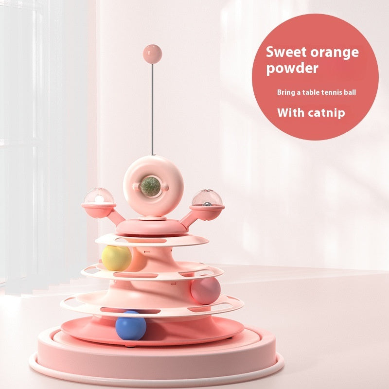 Viral 4 Levels Cat Toy Tower Turntable Roller Balls Toys Interactive Intelligence Pets Toys Training Track Puzzle Funny Games Accessories Pet Products