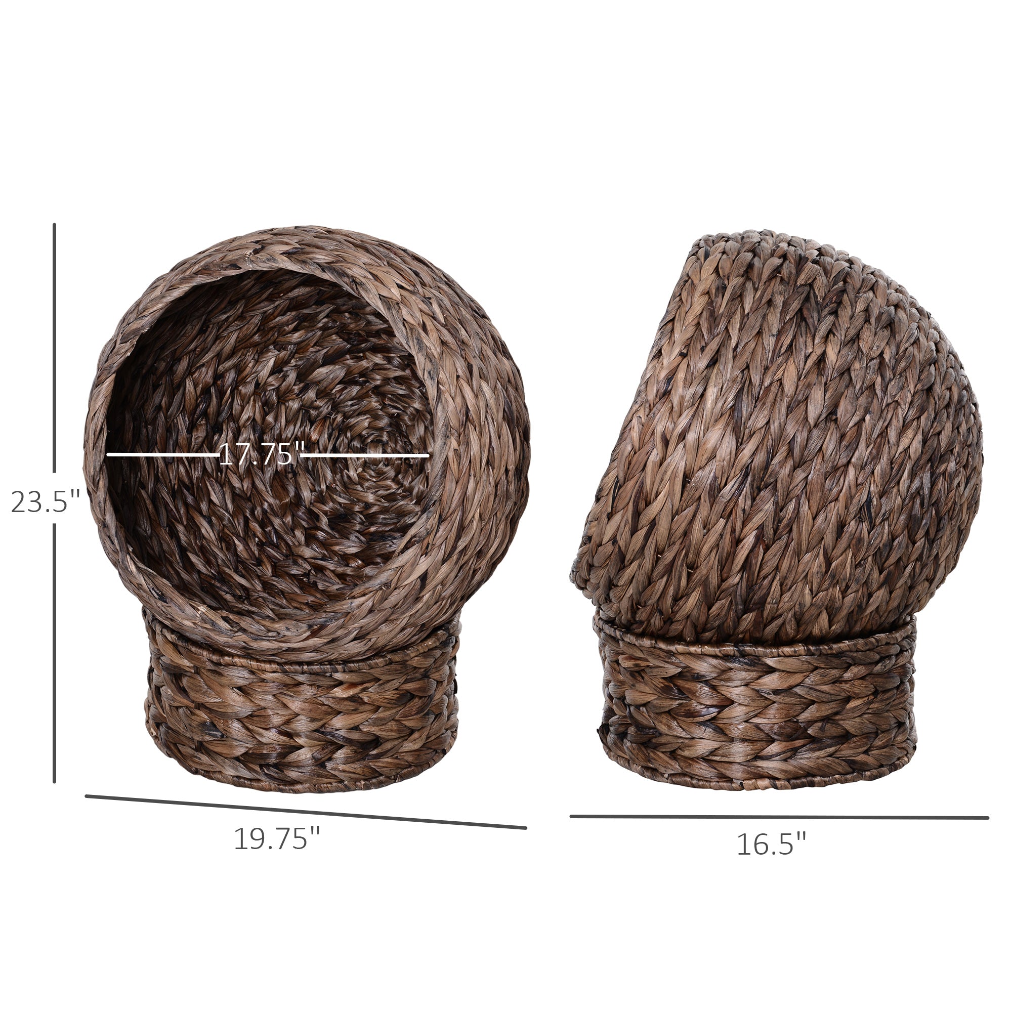 Handwoven Elevated Bed with Rotating Basket and Soft Cushion, Wicker  Egg Chair with Stand, Brown