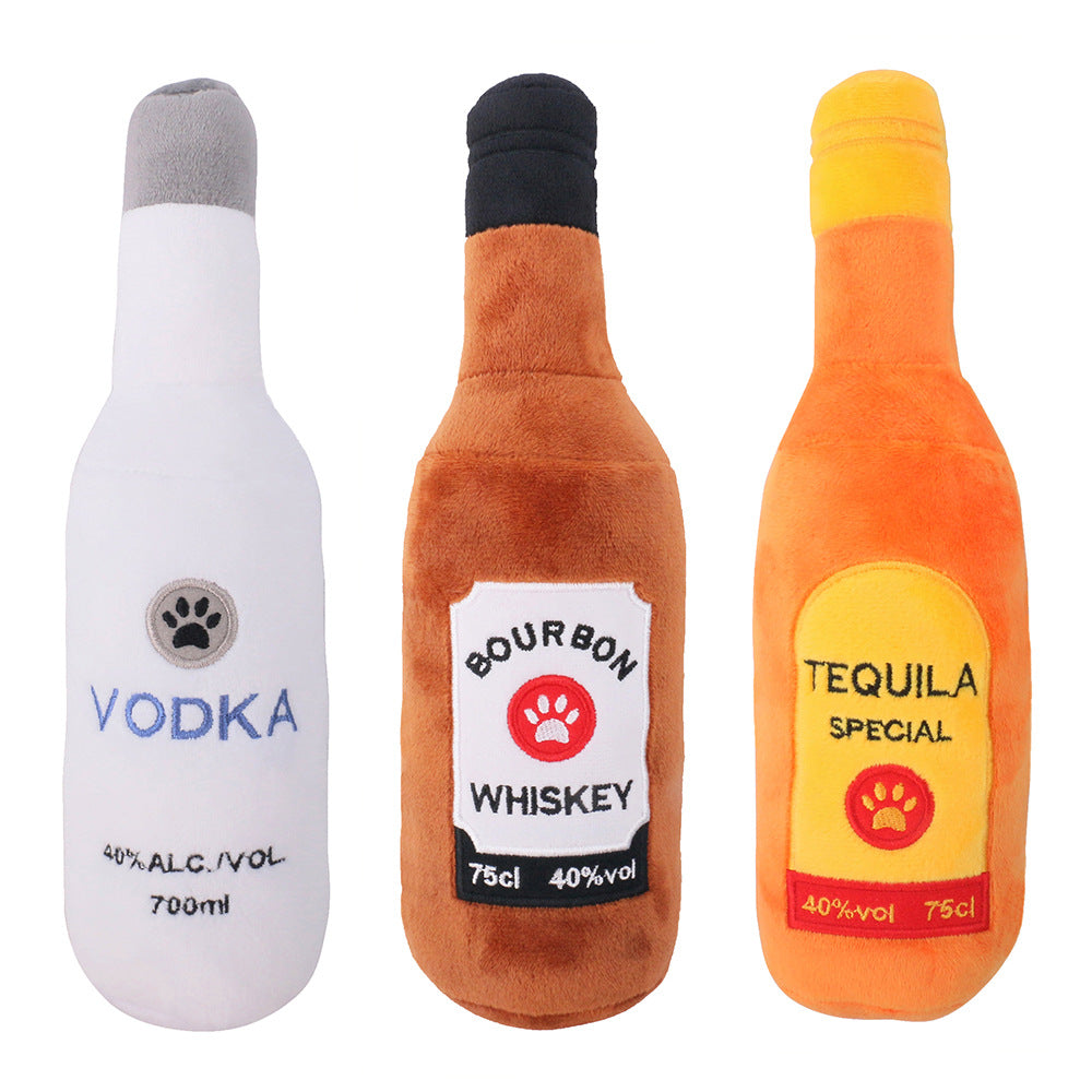 Classy Bottle Plush Chew Toy