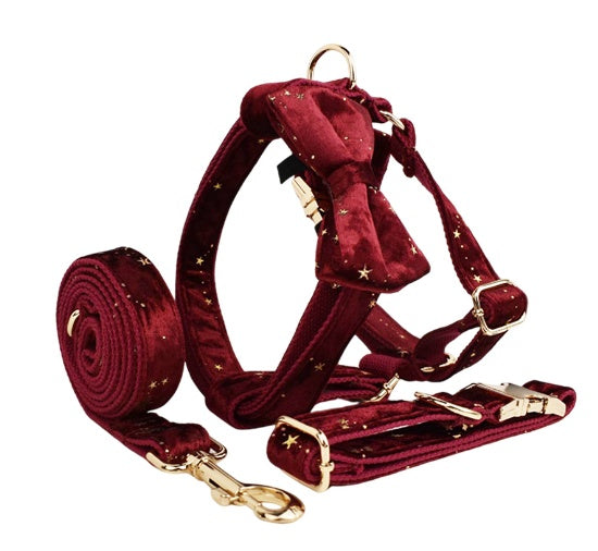 Stary Velvet Dog collar and Harness set