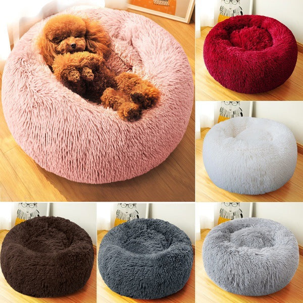 Plush Round Pet Bed For Cats And Dogs